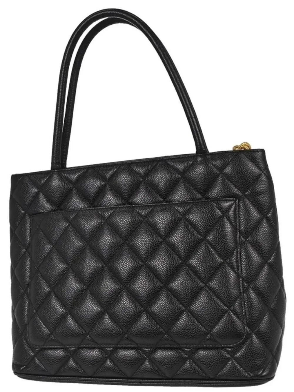Chanel Black Calfskin Medallion Tote Handbag 198004